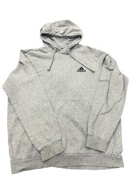 Men’s Size Large Adidas Hoodie Gray Drawstring Pocket Pull Over Long Sleeve L